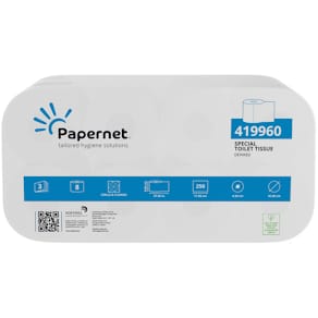 Toilettenpapier PAPERNET, 3-lagig, 8 x 8 Rollen, 250 Blatt