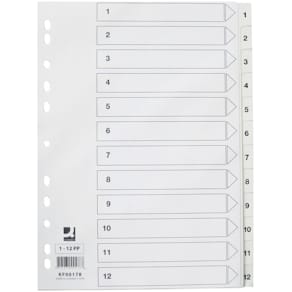 Register Q-CONNECT Plastik A4 1-12, weiß