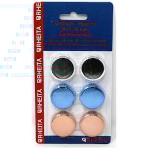 Magnete RHEITA metallic, rund, 6 Stück, 3 Farben