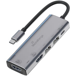 USB-C Hub MediaRange, USB Type-C 2.0/3.0, silber