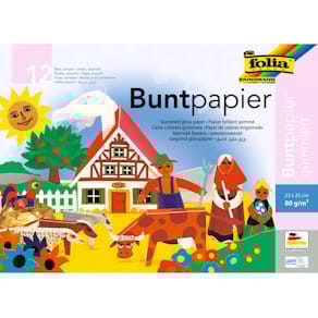 Glanzpapier Folia gummiert, 24x34 cm, 12-farbig sortiert