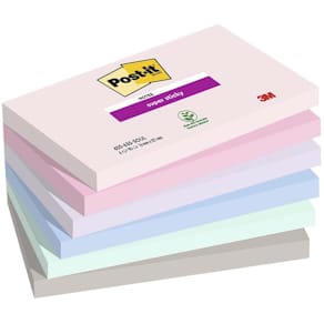 Notesblokke Post-it Super Sticky, assorteret 127×76 mm, 6 stk