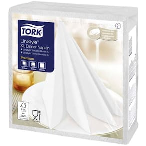 Middagsservietter Tork LinStyle hvid 48x48 cm, 1/4-fold, 25 stk