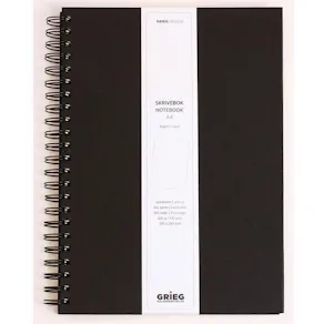 Anteckningsbok Grieg Design A4 Svart, 100g, linjerat, spiral
