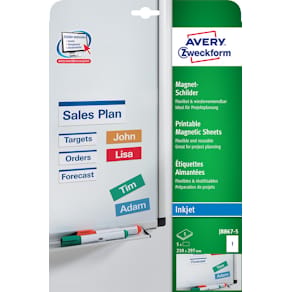 Magneetetiketten Avery, ft 210 x 297 mm, doos van 5 stuks