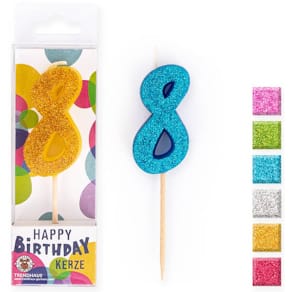 Geburtstagskerze BIRTHDAY FUN Zahl 8, sortiert