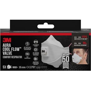 Stofmasker 3M Aura Comfort Cool Flow, FFP3, met ventiel, 5 stuks