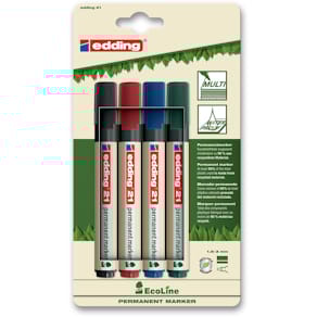 Permanent marker Edding Ecoline 21, set van 4 stuks