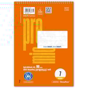 Spiralblock Staufen Premio, A5, 40 Blatt, 7 mm kariert, orange