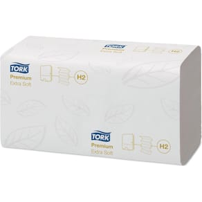 Handdoek Tork Xpress Premium, extra zacht, XL, multifold, wit, "Leaf"-bedrukking, 2-laags, H2