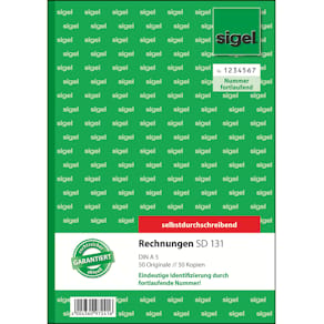 Rechnungsbuch Sigel, A5, 2x50 Blatt, SD