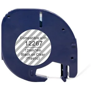 Tape plast 12mmx4m svart på klar