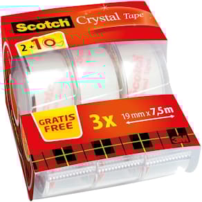 Plakband Scotch Crystal tape, rekverpakking, 19 mm x 7.5 m, 2 + 1