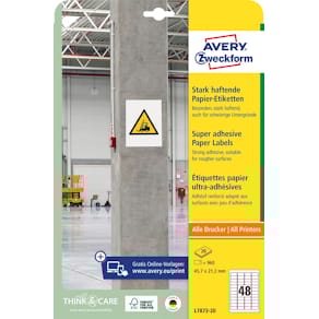 Etiketten Avery sterk klevend, papier, 45,7 x 21,2 mm, pak