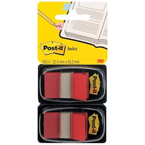 Post-It Index Röd, dubbelpack, 2x50 flikar, 6fp