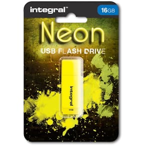 USB-stick Integral Neon, 16 GB, geel, USB 2.0