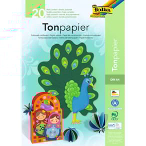 Tonpapierblock Folia 600, A4, 130 g/m², 20 Blatt, 10 Farben sort.