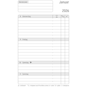 Buchkalender CHRONOPLAN Chronobook Softcover, Mini, schwarz, 2026