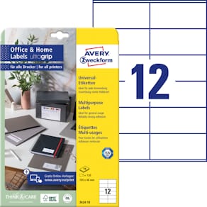 Universaletiketten Avery Zweckform, 105 x 48 mm, weiß, 120 Stück