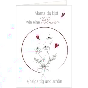 Glückwunschkarte Muttertag, Blumen-Motiv, 11,5 x 17 cm, bunt, mit