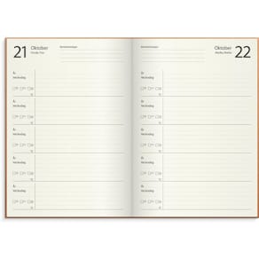 Burde 5-Årsdagbok Konstläder Cognac, en dag/sida, 142x205mm