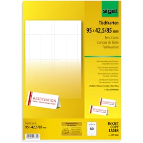 Tischkarten Sigel Design, weiß