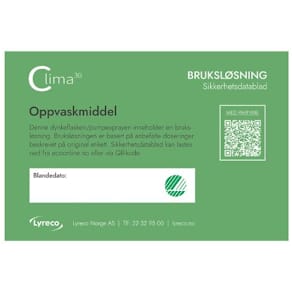 Bruksetikett CLIMA30 Oppvaskmiddel