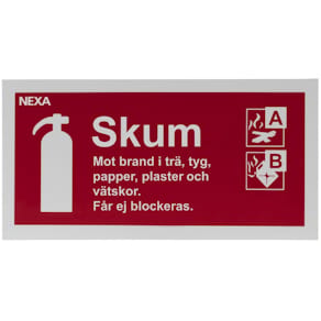 Skylt NEXA brandsläckare skum 10x20cm