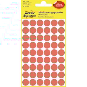 Etiketten Avery ronde, diameter 12 mm, rood, 270 stuks