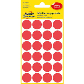 Färgkodningsprick AVERY Ø18mm röd 96/fp
