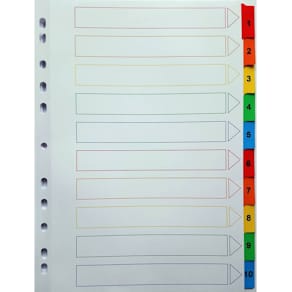 Ordnerregister, 1–10, Karton, weiß