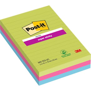 Post-It Supersticky Rainbow, linjerat, 102x152mm