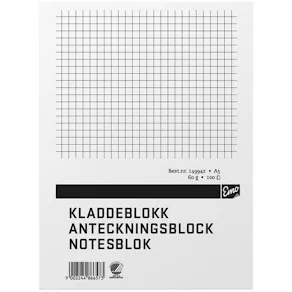 Anteckningsblock A5 100 blad TF rutat