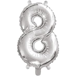 Folienballon TIB Zahl 8, silber, 43 cm