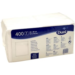 Servett Duni Vit, 1-lager, 24x24cm, 500/fp, 12fp