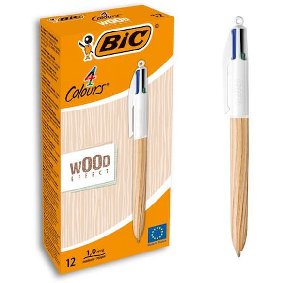 Kulepenn BIC 4 farger 1,0 wood assortert 12st