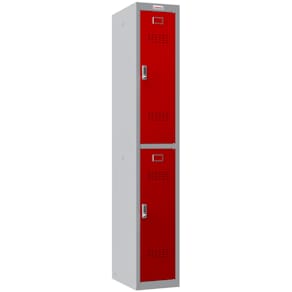 Garderobenschrank Phoenix Safe PL1230GRE, 2 Fächer, grau/rot