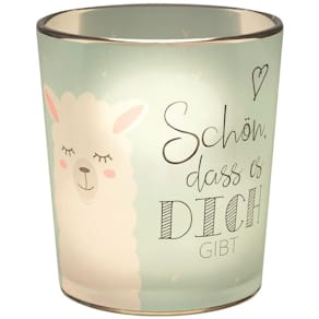 Teelichthalter FÜR DICH Zoofreunde Lama, Glas, bunt, 60 x 60 mm