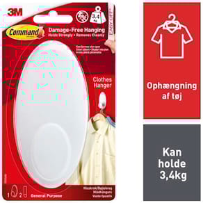 Klæbekroge 3M Command skadesfri, hvid, kasse á 4 pk