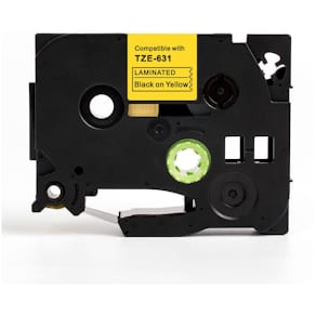 Tape 12mm TZe-631 svart på gul