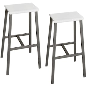 Barhocker HAMMERBACHER, 2er Set, weiß/stahl