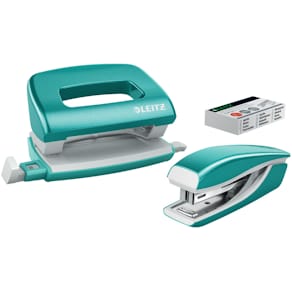 Locher- und Hefter-Set Leitz NeXXt WOW, metallic eisblau