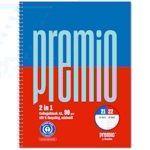 Collegeblock Staufen Premio Twice A5, 80 Blatt, liniert & kariert