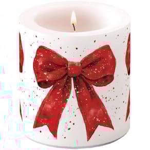Weihnachtskerze AMBIENTE, 9 cm, rote Schleife
