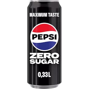 Frisdrank Pepsi Zero Sugar, blik van 33 cl, pak van 24 stuks
