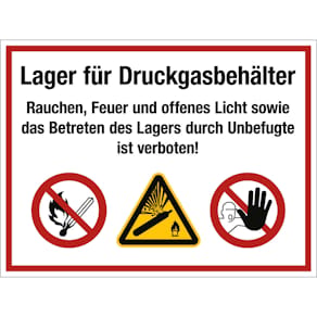 Warnschild MOEDEL Druckgaslager Zutritt verboten, Feuer/Rauchen