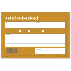 Telefonbesked, Notesblok Landscape format, hvid, 100x148mm