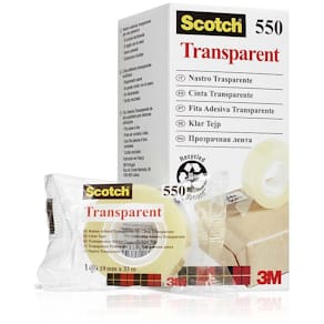 Kontortape Scotch 550 klar 19 mm x 33 m, pk 8