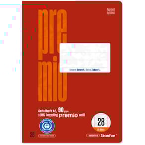 Schulheft Staufen Premio, Lineatur 28, A5, 16 Blatt, 5 mm kariert