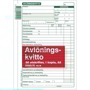 Avlöningskvitto A5 med kopia, 2x50 blad, 5st